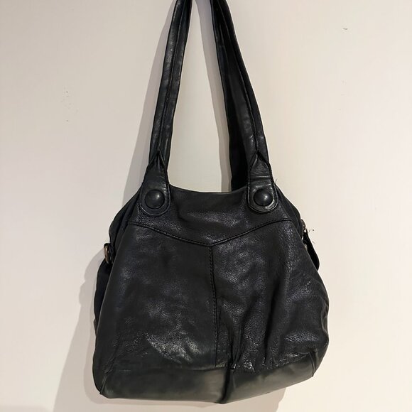Linea Pelle Black Leather Shoulder Bag Large - Picture 6 of 11